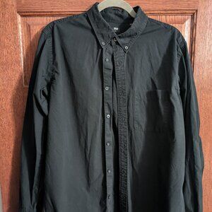 Uniqlo Mens Extra Fine Cotton Broadcloth Black Shirt - Large - EUC